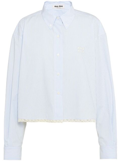 Miu Miu lace-trim striped cotton shirt Women