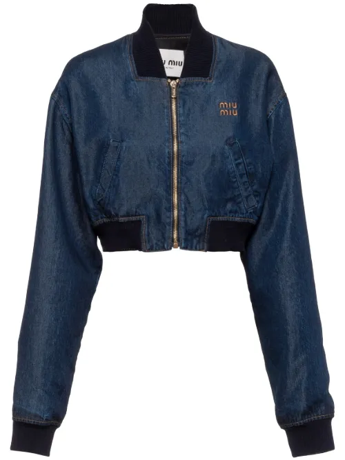 Veste en jean à logo brodé - Miu Miu - Modalova