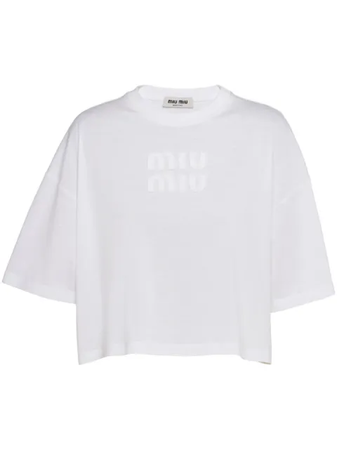 Miu Miu Camiseta com logo bordado