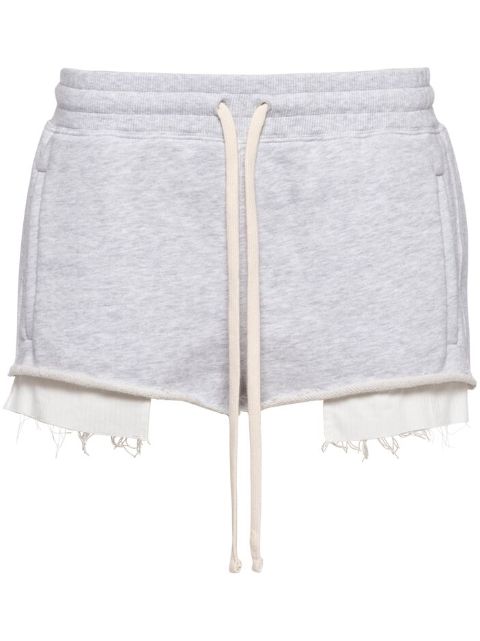 Miu Miu embroidered cotton-fleece track shorts Women