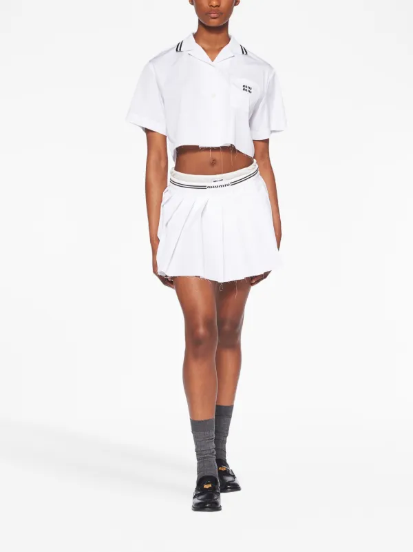 Miu Miu logo-print Poplin Shirt | White | FARFETCH Miu Miu logo-print Poplin Shirt | White | FARFETCH