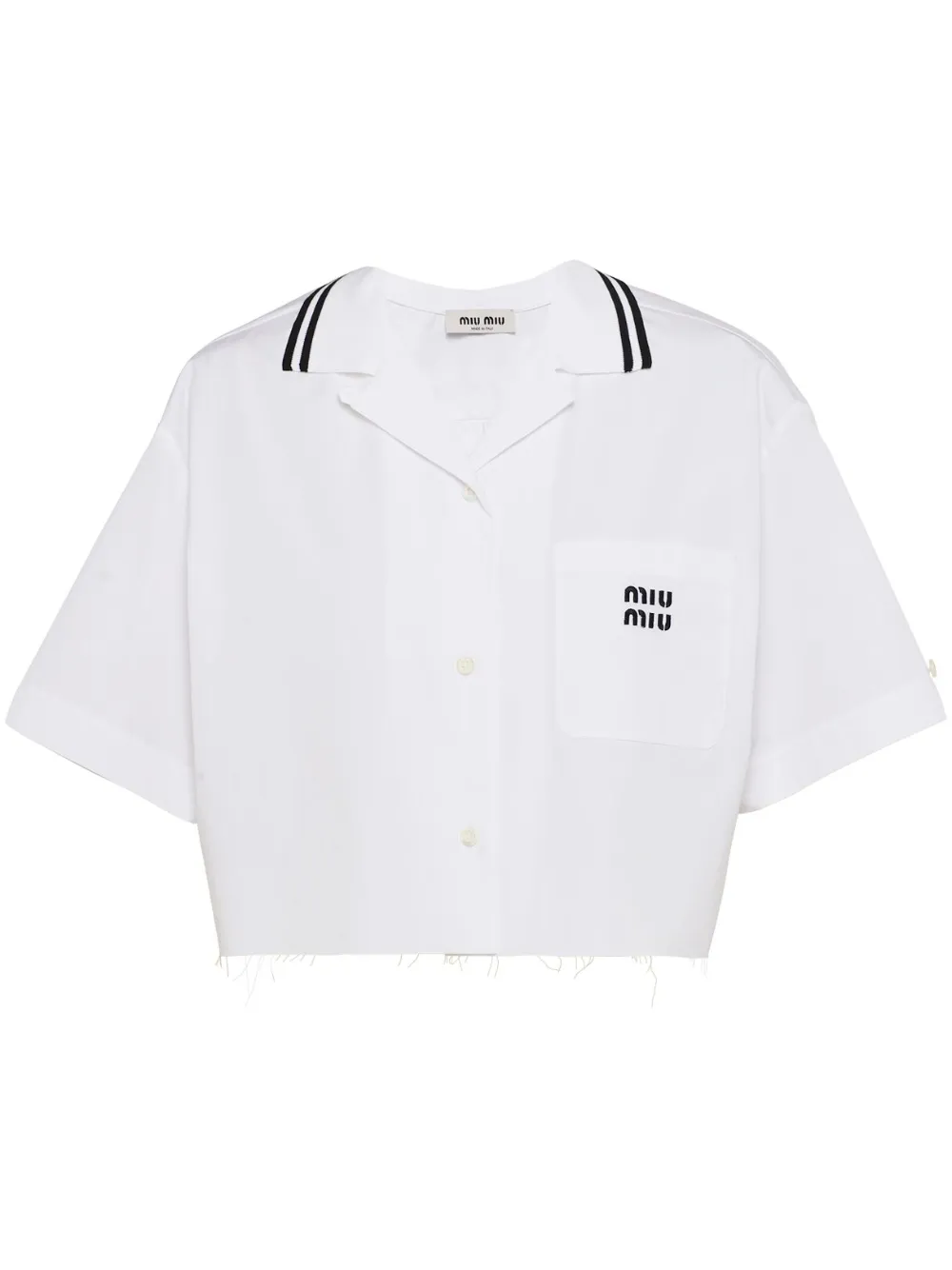 Shop Miu Miu Logo-print Poplin Shirt In White