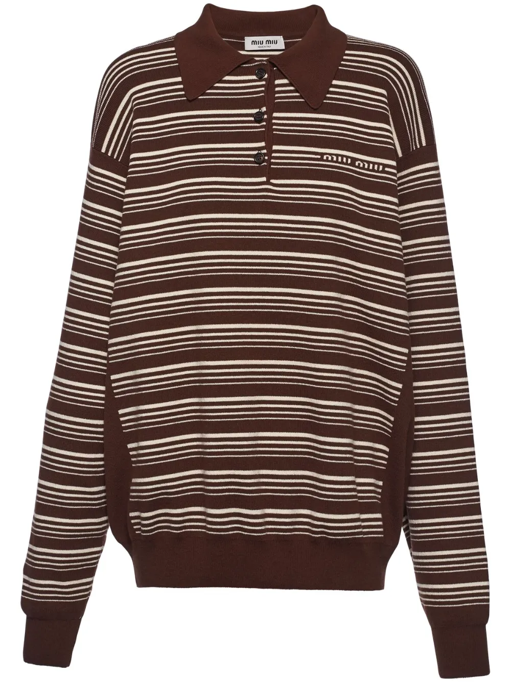 Miu Miu Striped Cotton Polo Shirt - Farfetch