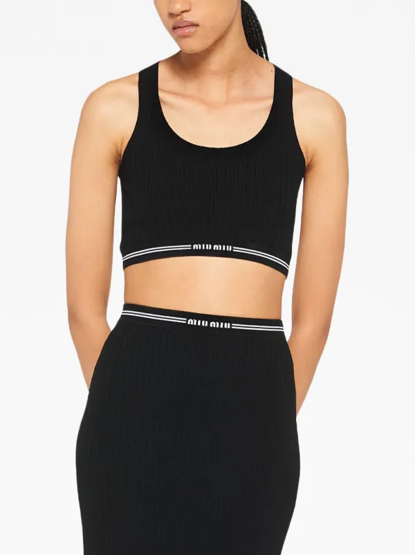 logo-underband racerback crop top