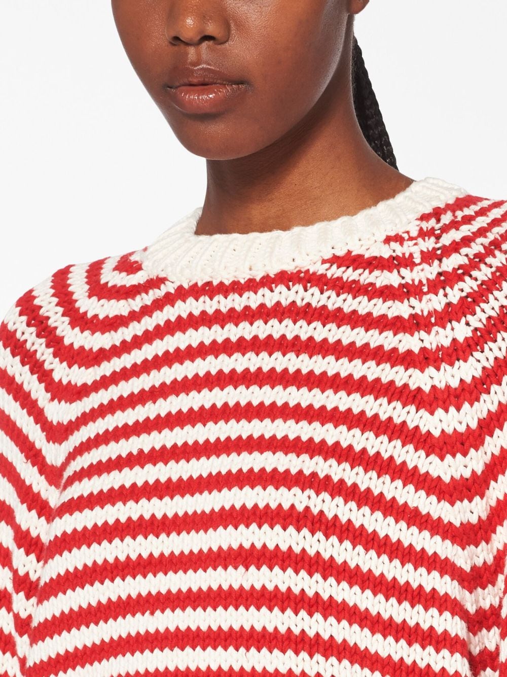 Shop Miu Miu Stripe-print Knitted Jumper In Red