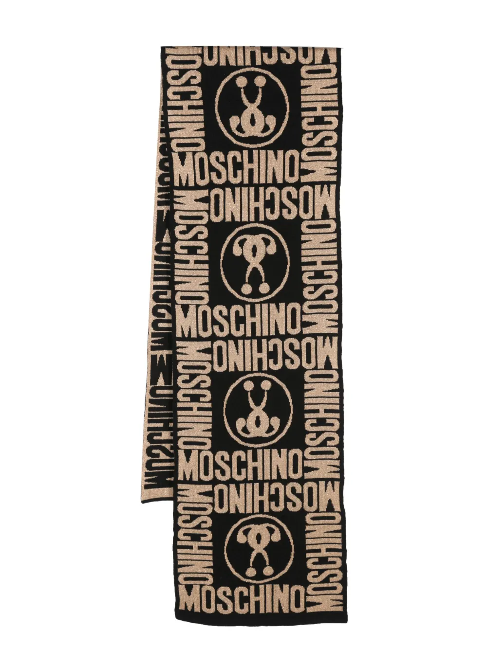Moschino Question Mark Knitted Scarf In Black