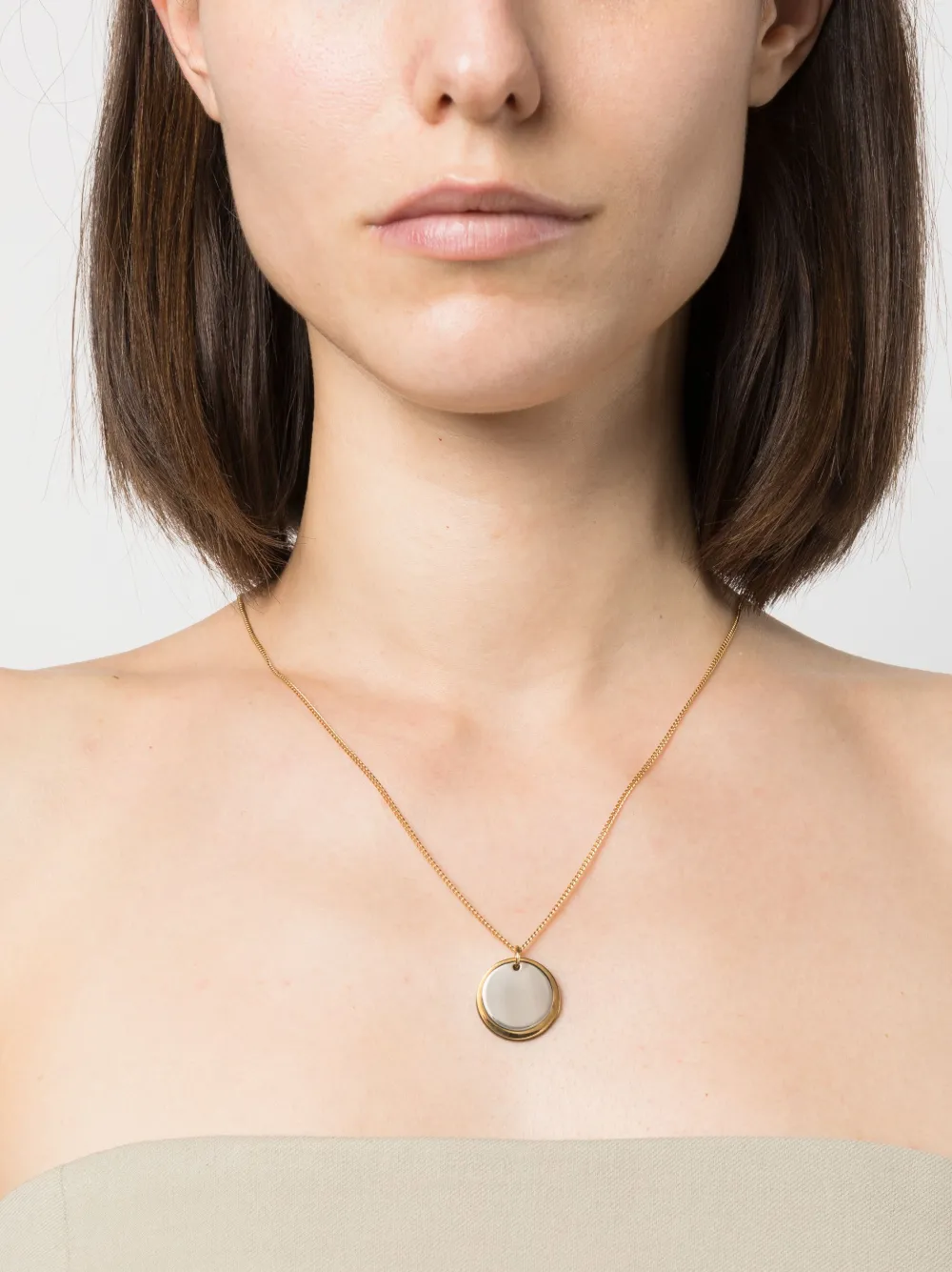 A.P.C. Eloi Double Medallion Necklace Gold FARFETCH