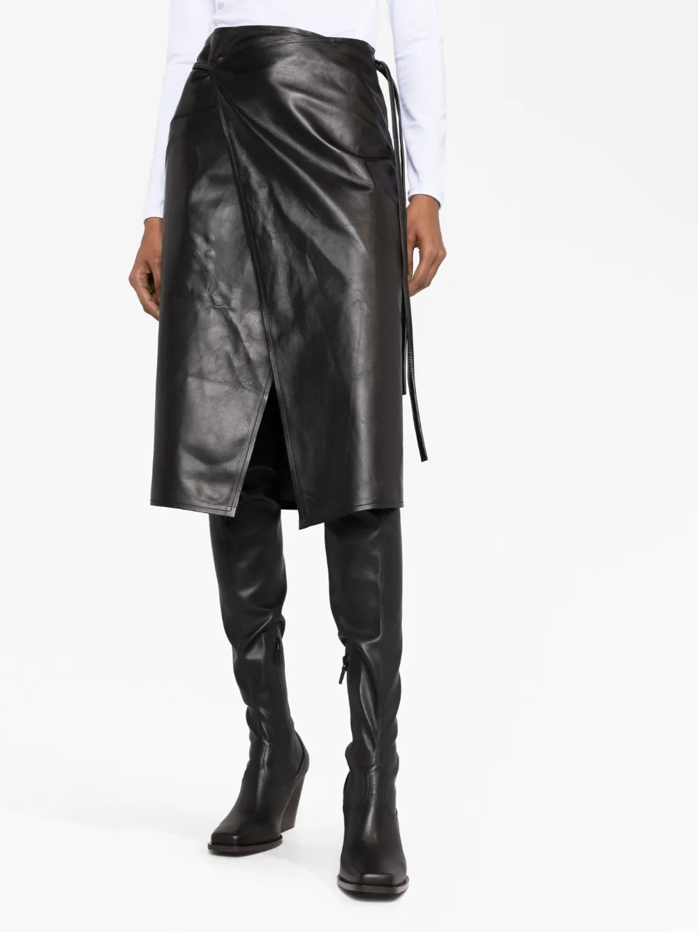 Vetements Asymmetric Leather Skirt In Black
