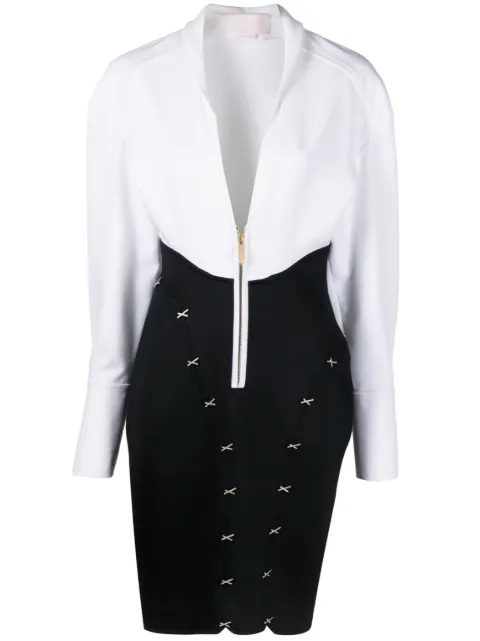 Genny V-neck zip-up minidress