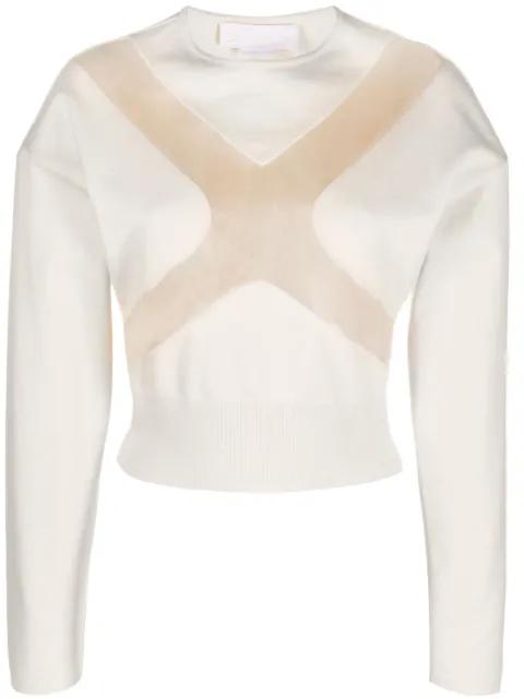 Genny sheer-panelling cotton T-shirt