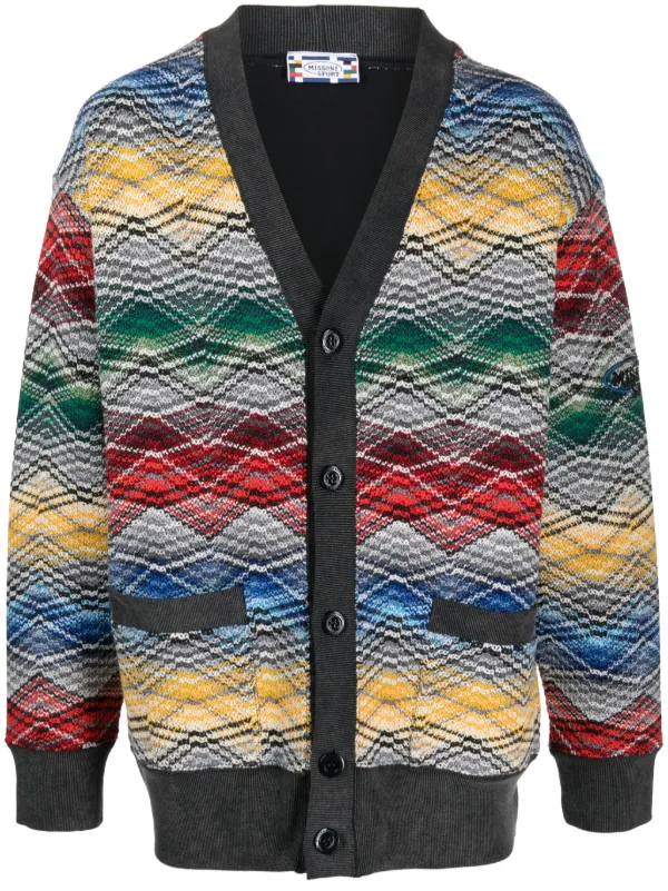 Missoni Zigzag V neck Cardigan Grey FARFETCH HK