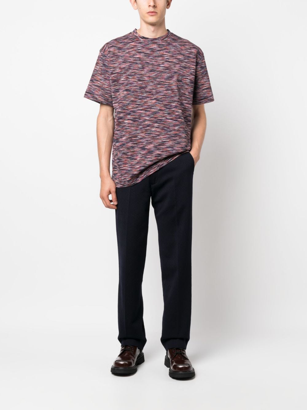Shop Missoni Striped Short-sleeve Cotton T-shirt In Blau