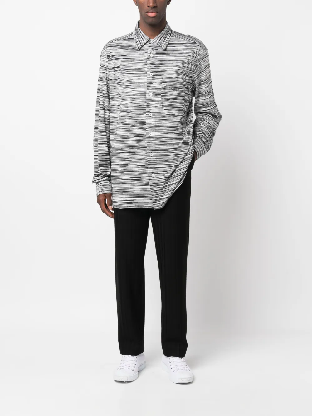 Missoni striped straight-leg trousers - Zwart