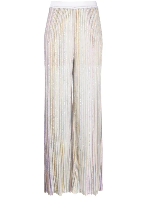 Embellished wide leg trousers best sale