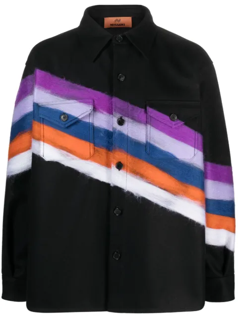 Missoni brushed-effect striped shirt jacket