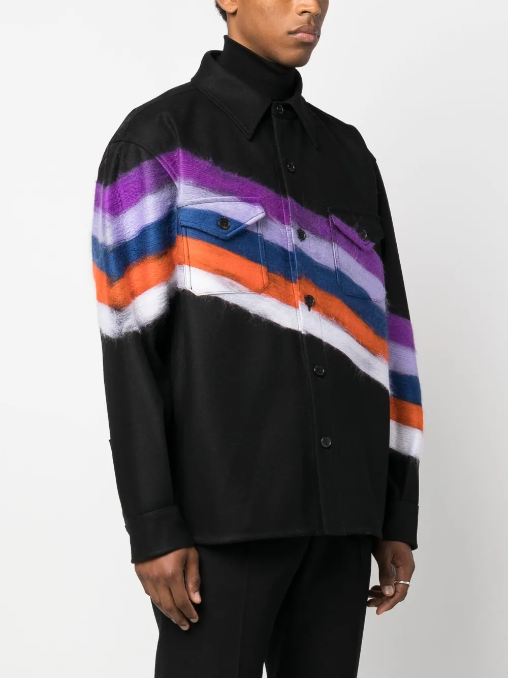  Missoni Brushed-effect Striped Shirt Jacket - Black 