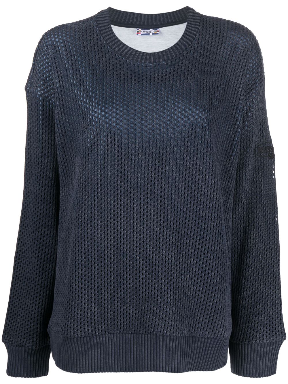 Missoni Long-sleeve Open-knit Cotton Jumper In Blau