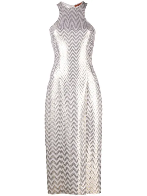 Missoni lamé zigzag fitted midi dress