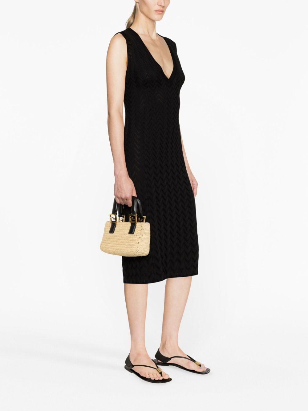 Shop Missoni Zigzag-knit Midi Dress In Black