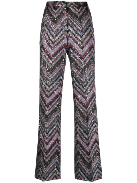 Missoni بنطال فلير مزين بترتر