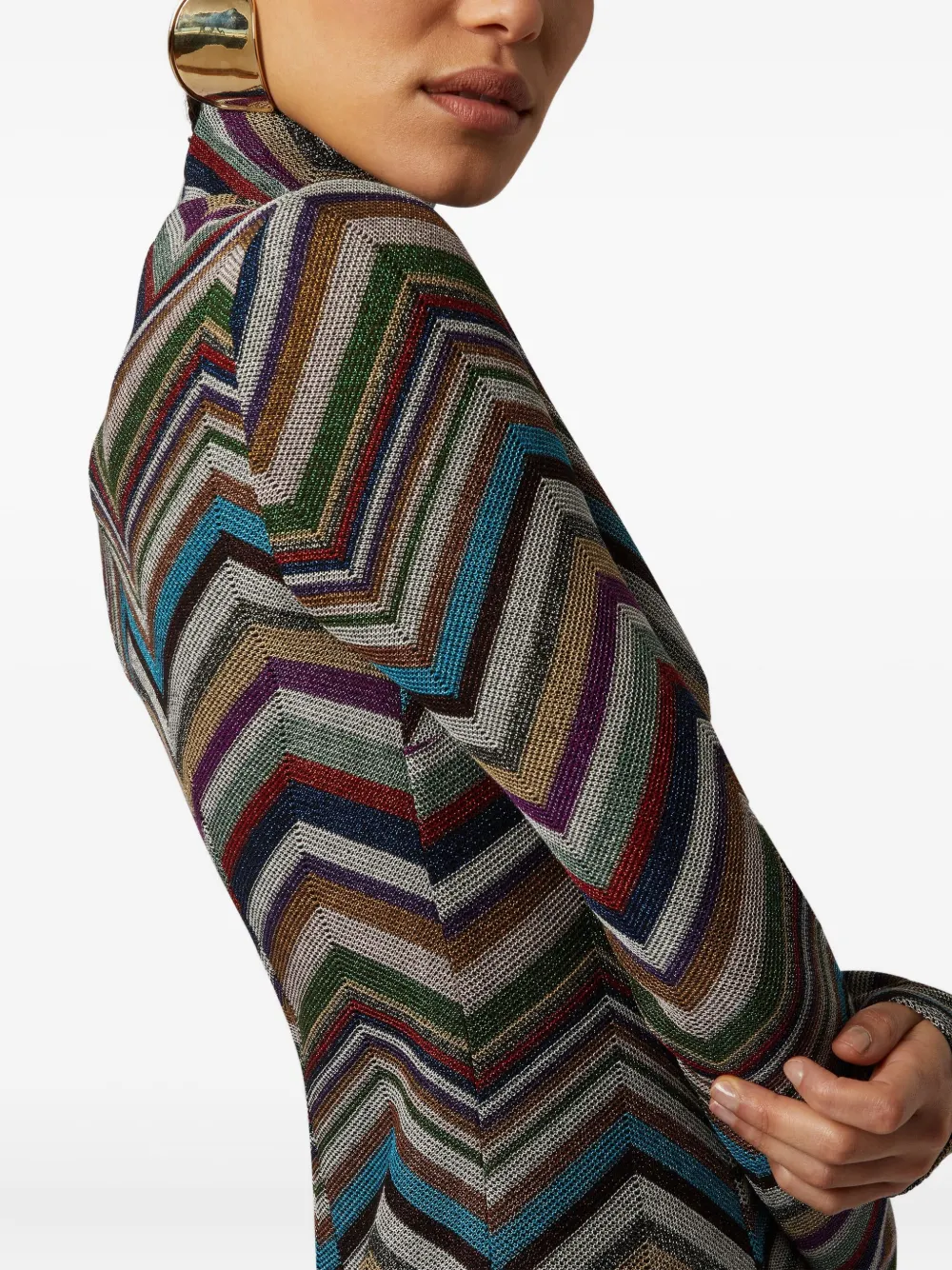 Missoni chevron-pattern turtleneck dress Zwart
