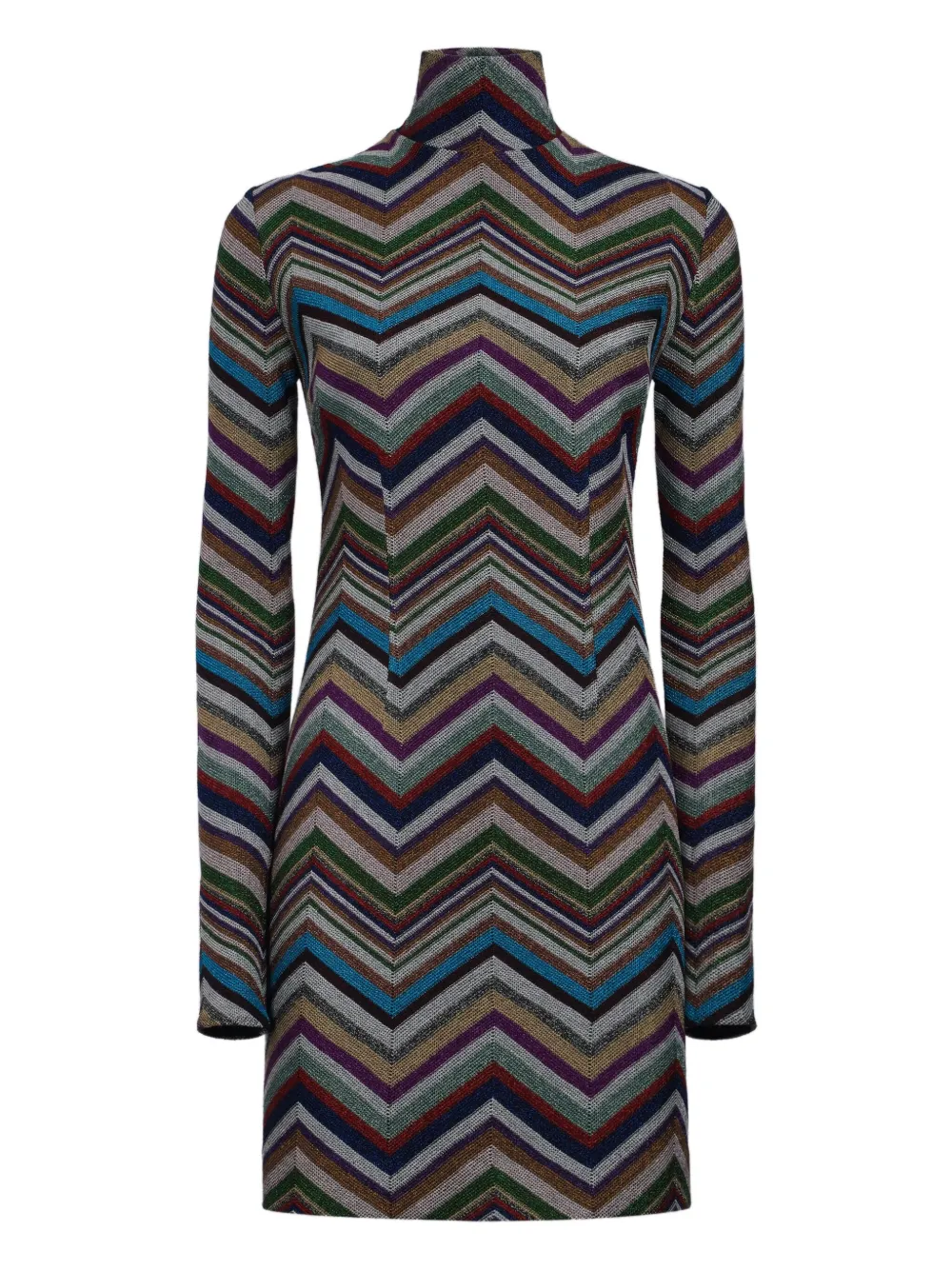 Missoni chevron-pattern turtleneck dress Zwart