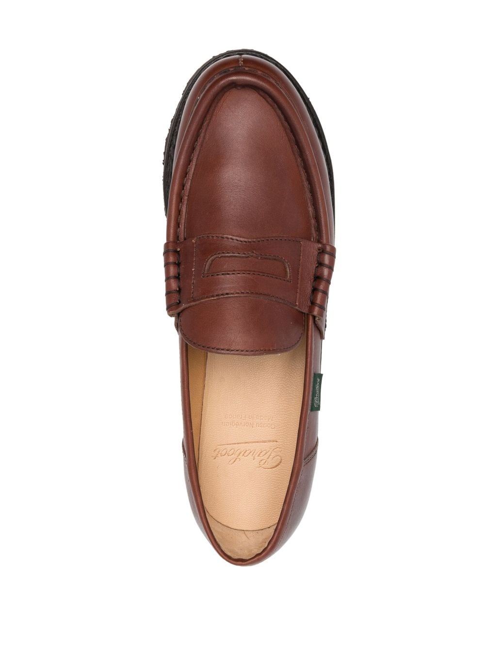 Shop Paraboot Logo-tag Calf-leather Loafers In Brown