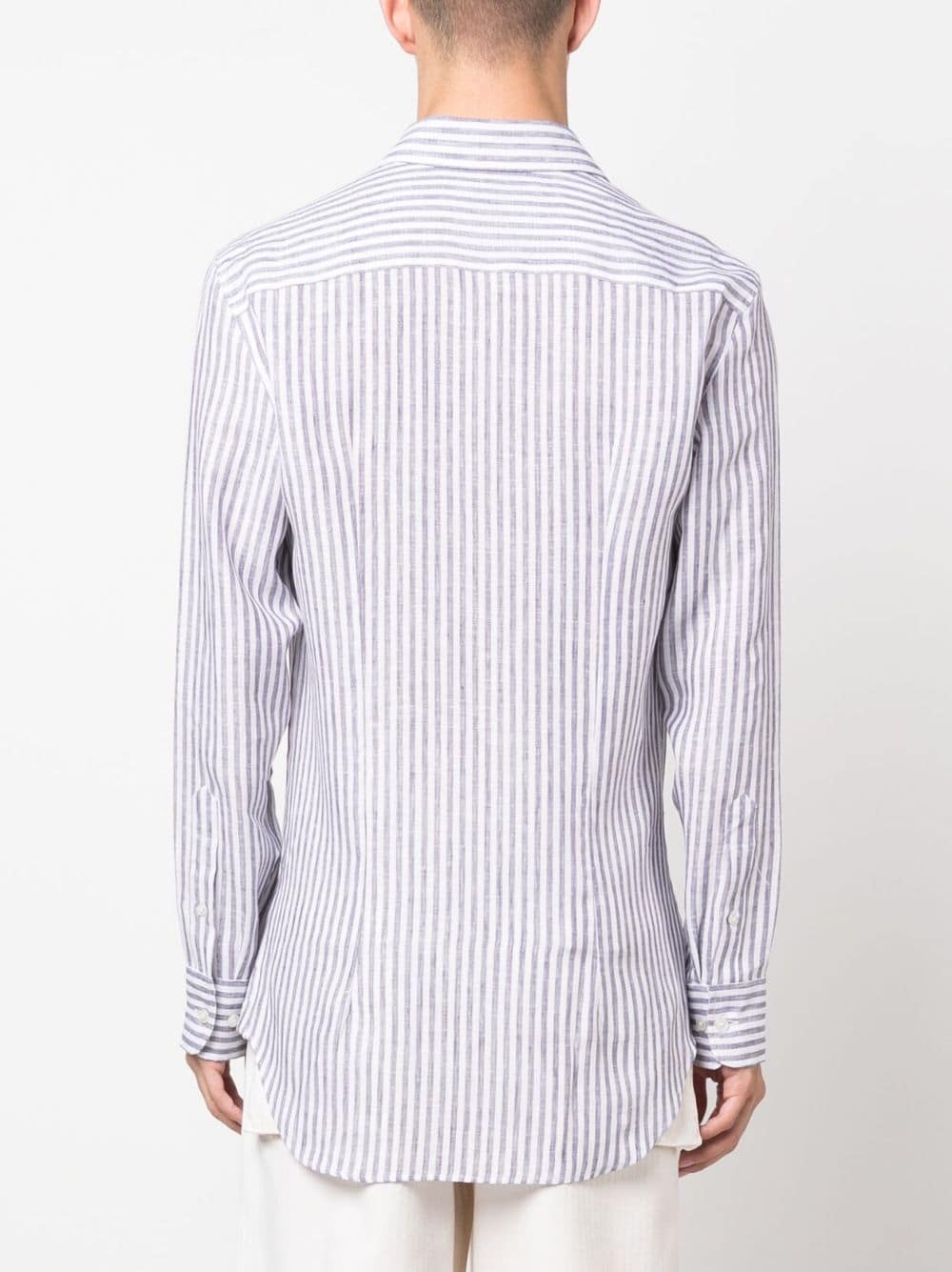 Shop Etro Striped Linen Shirt In Blue