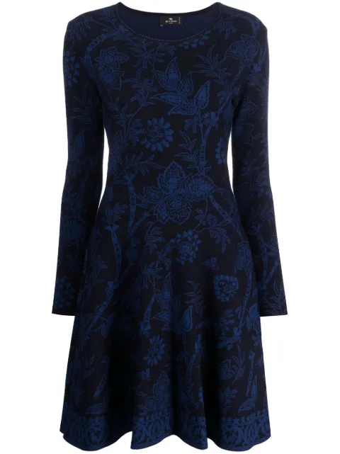 ETRO floral-jacquard fluted minidress