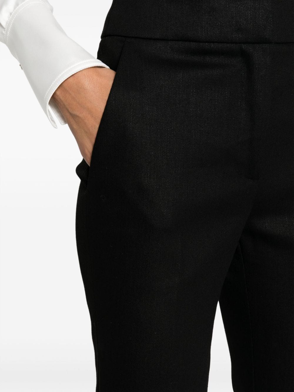 Shop Genny Laminated Tailored Trousers In Black