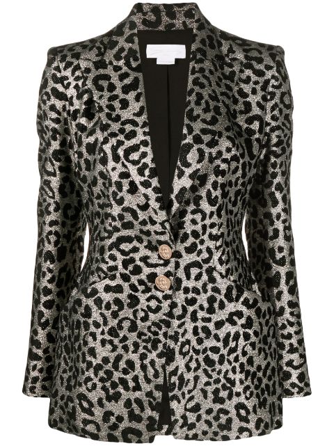 Genny leopard-jacquard single-breasted blazer