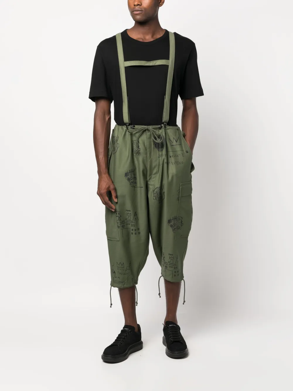 Pre-owned Junya Watanabe X Jean-michel Basquiat Cropped-hose In Green