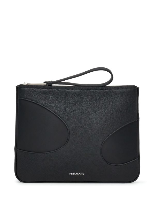 Ferragamo black outlet clutch