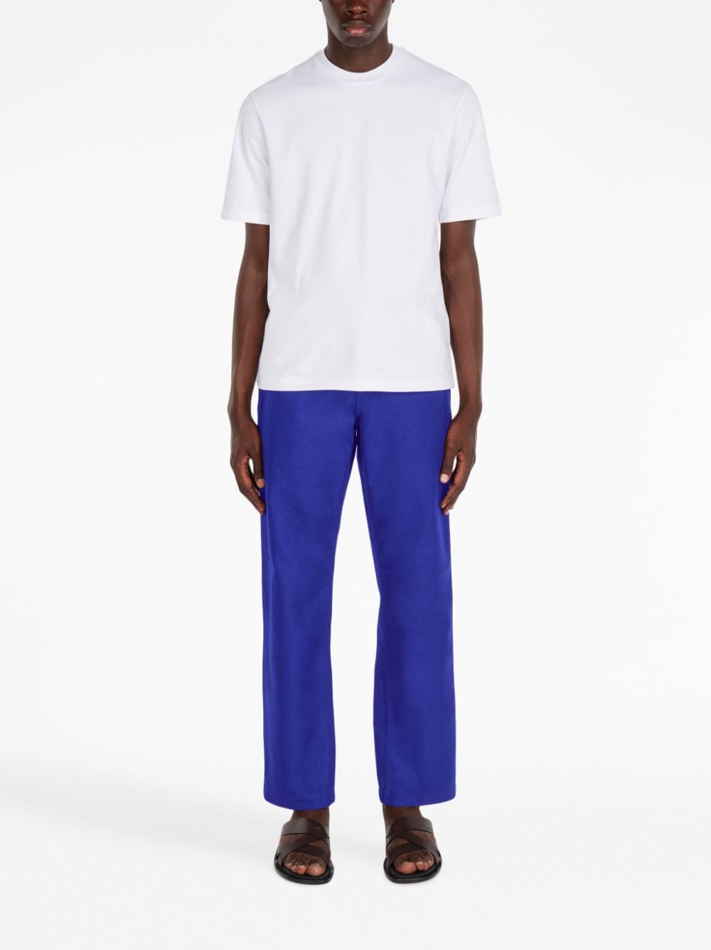 Ferragamo seam-detail canvas straight-leg trousers - Blauw
