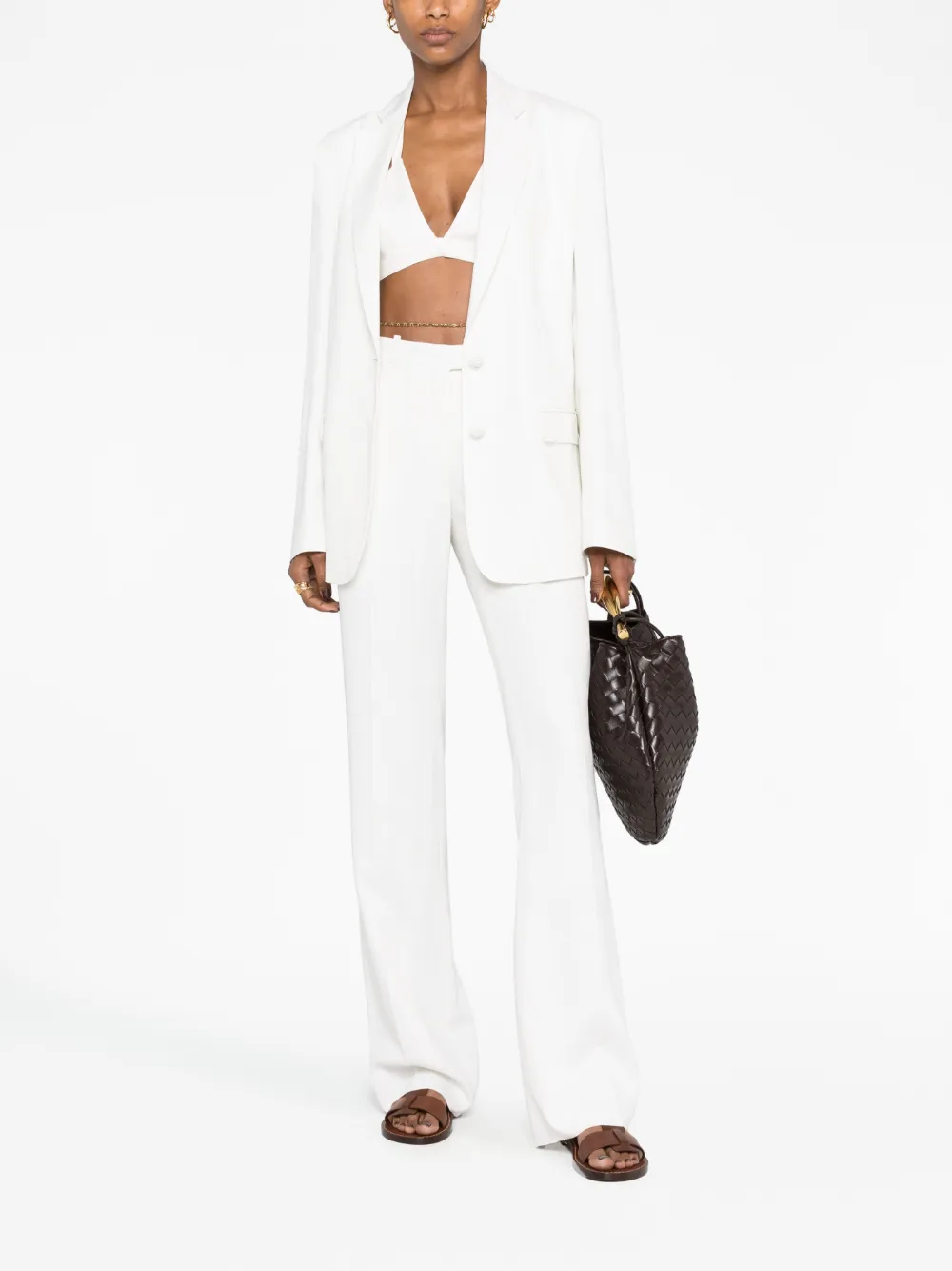 Shop Etro Textured Single-breasted Blazer In White