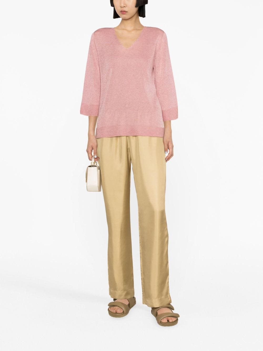 D.Exterior V-neck knit top - Roze