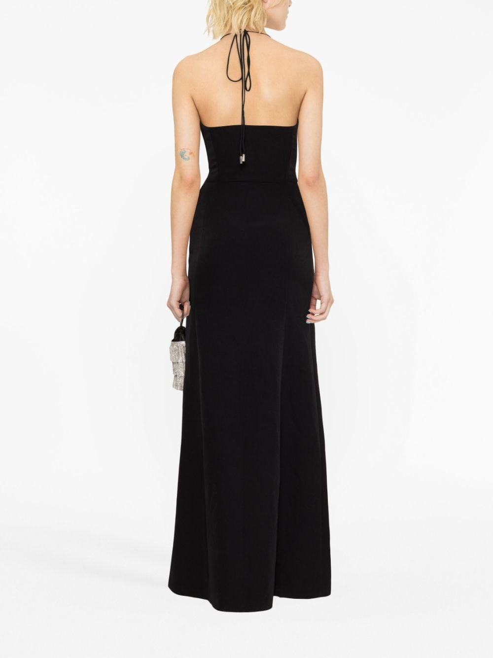 Shop Genny V-neck Sleeveless Long Dress In Black