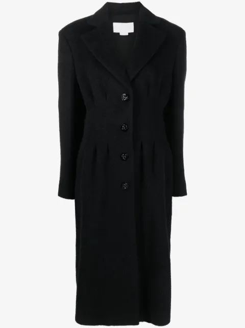Genny pleat-detail single breasted coat