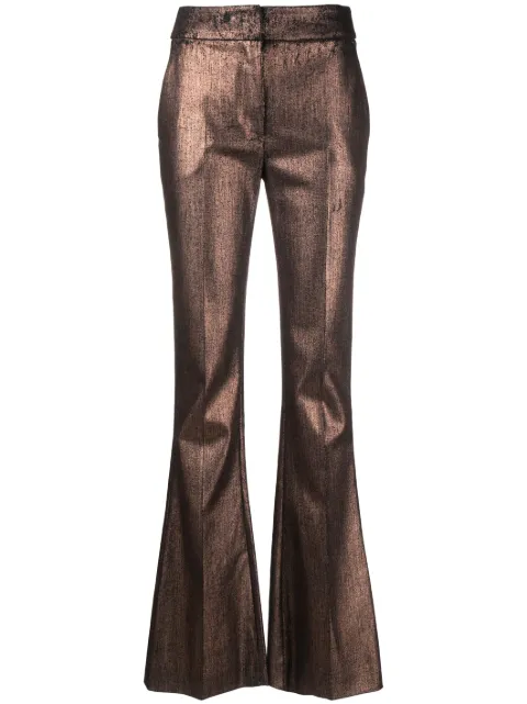 Genny metallic-finish flared trousers