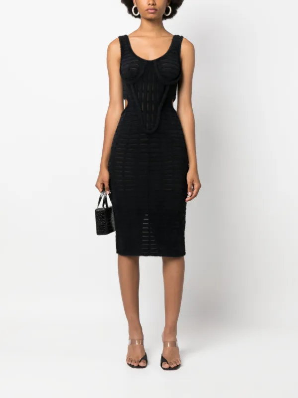black bodycon dresses with cutouts Ribbed Black Bodycon Dress