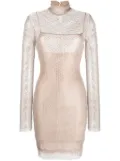 Genny rhinestoned high-neck dress - Neutrals