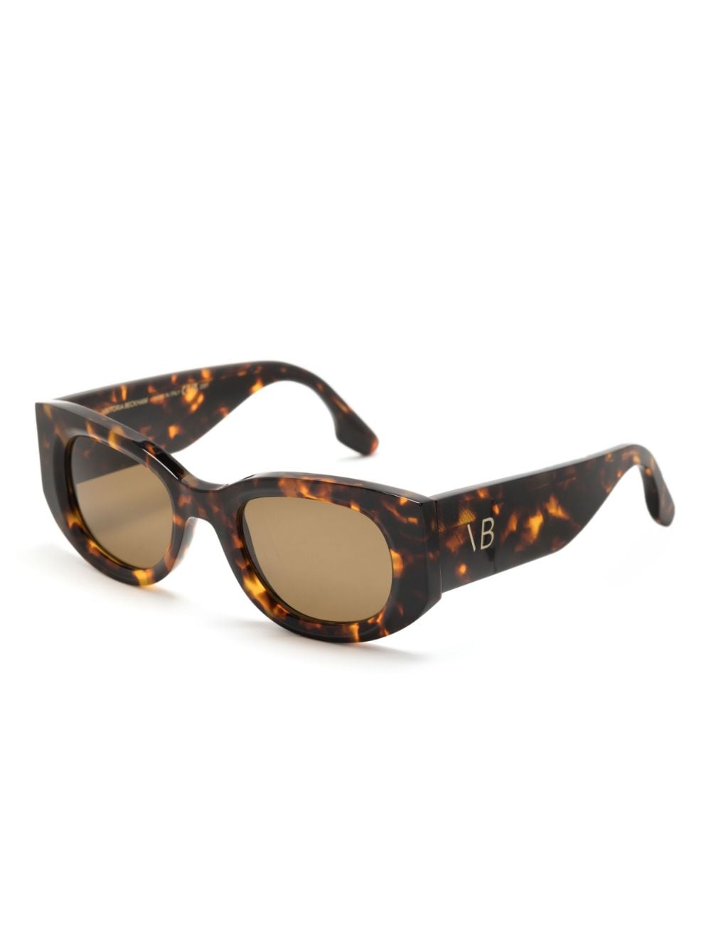 Victoria Beckham tortoiseshell-effect oval-frame sunglasses - Bruin