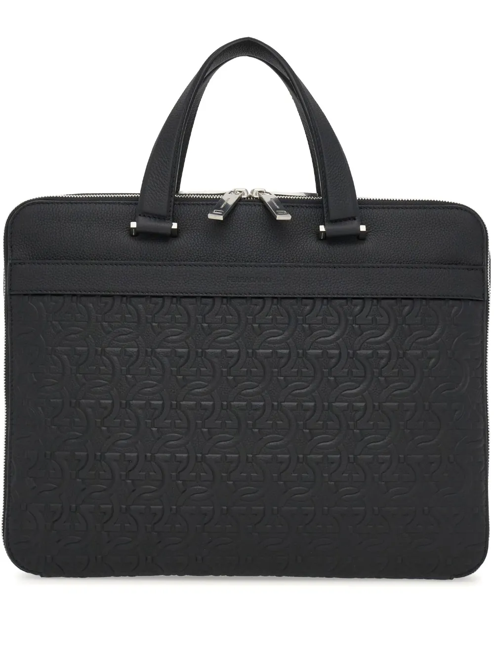Ferragamo monogram-embossed leather briefcase | Black | Image 1