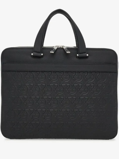 Ferragamo monogram-embossed leather briefcase