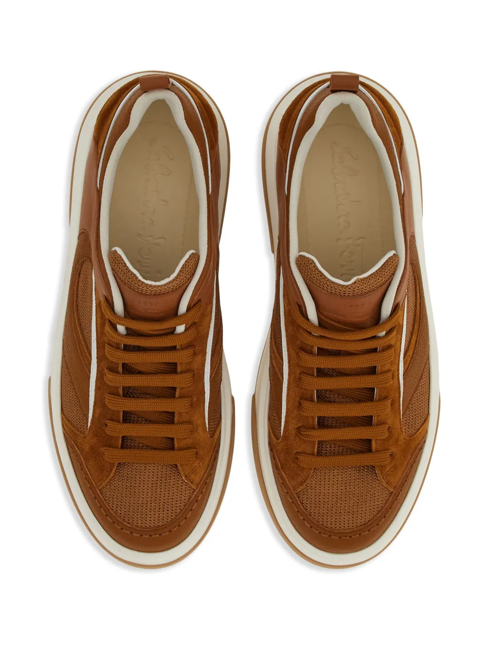 Ferragamo quilted panelled-design sneakers Brown