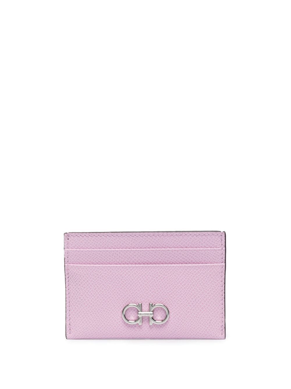 Shop Ferragamo Gancini-plaque Leather Cardholder In Pink