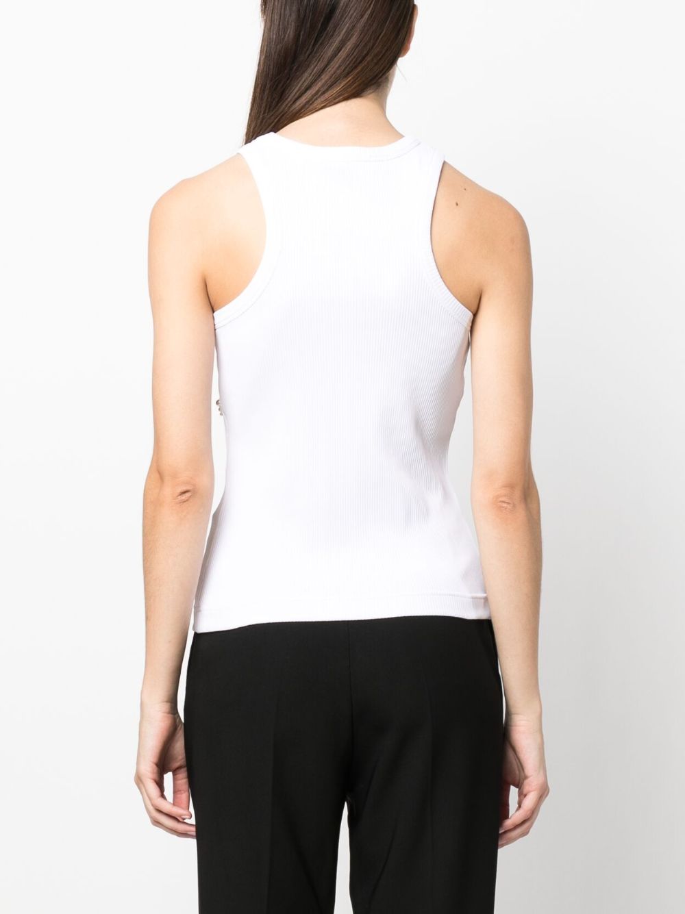 Shop Stella Mccartney Pearl-embroidered Racerfront Tank Top In White