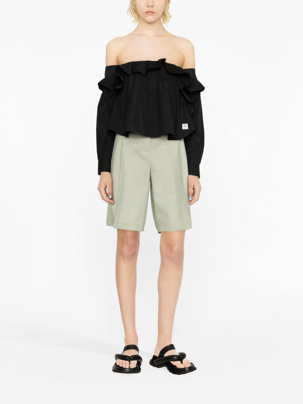 sacai Off-shoulder blouse - Zwart