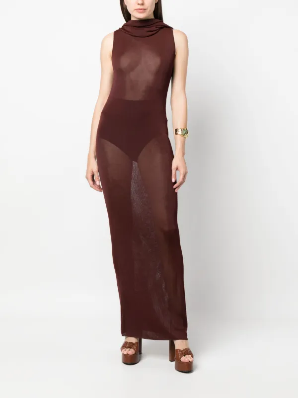 Saint Laurent Hooded Maxi Dress | Red | FARFETCH