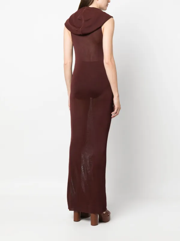 Saint Laurent Hooded Maxi Dress | Red | FARFETCH